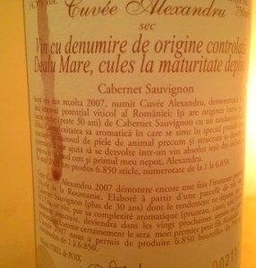 eticheta Cuvee Alexandru