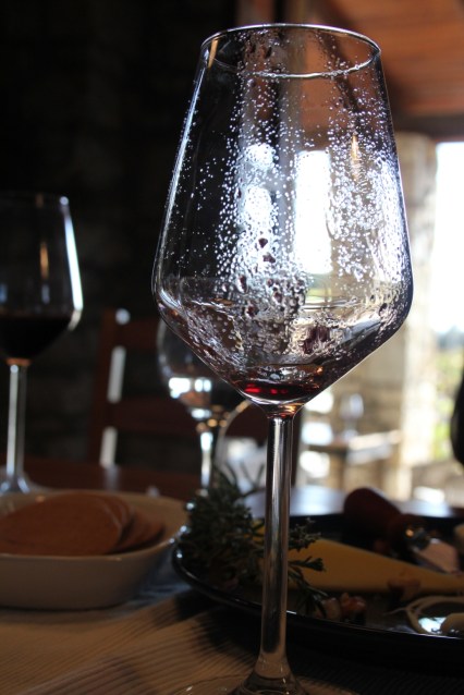 deposits in wine glass